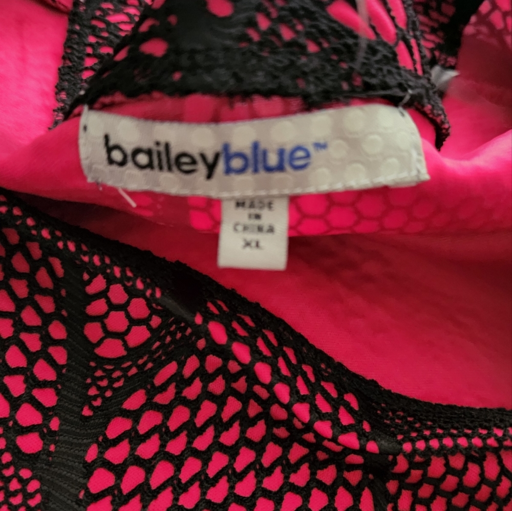 Bailey Blue Nordstrom XL Off Shoulder Mini dress Black/Fuchsia Pink NWT - Picture 12 of 12